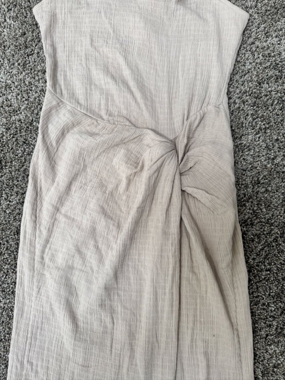 Free People Stone Cold Midi Dress Womens S Beige Textured Tie Front NWT - Picture 3 of 11